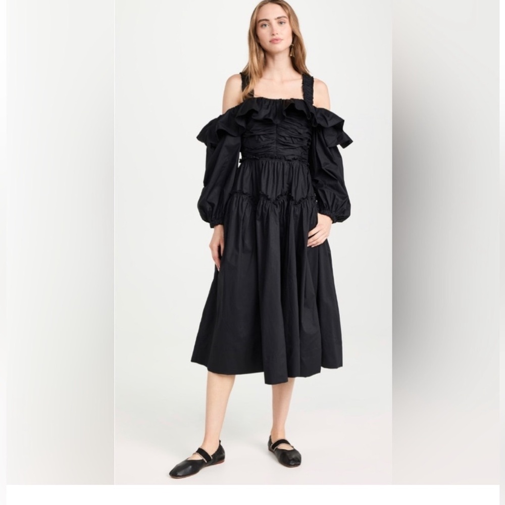 Ulla Johnson Caprice Poplin Off the Shoulder Midi Dress